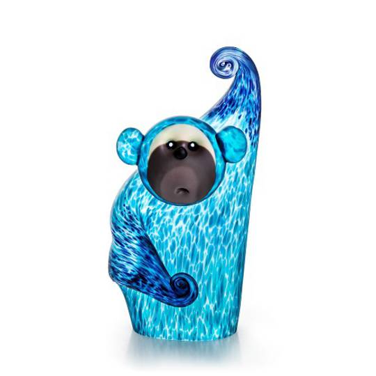 Artglass Hanging Monkey Object. Blue